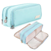 Multi-Compartment Canvas Stationery Organizer Pouch for Kids (Sky Blue)