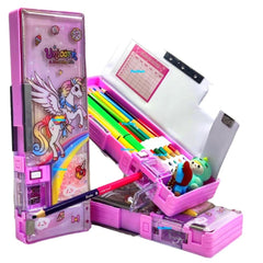 Magnetic Pencil Case with Sharpener – Unicorn Themed Luxury Pencil Box for Kids – Stationary Organizer Pencil Box for Girls, Kids, Boys