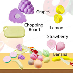 Realistic Fruit Cutting Toy for Kids Toy with Chopping Board & Knife - Girls Pretend Play Food Toy for Kids – (Random Color; 12 Pcs)