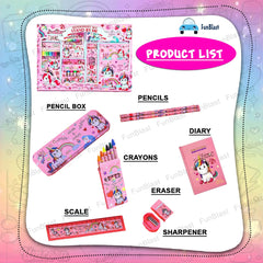 Unicorn Stationary Kit for Girls Pencil Pen Book Eraser Sharpener - Stationary Kit Set for Girls/Birthday Gift