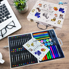 Color Box with Multiple Coloring Kit, Twin Tip Color Markers, Colouring Pencils, Crayons, Coloring Book and Water Color Paint Brush for Painting