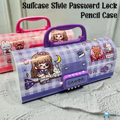 Kids Pen & Pencil Box – Suitcase Style Password Lock Pencil Case, Multi-Layer Pencil Box for Kids, Boys, Girls, Stationary Organizer Case for Kids