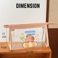 Transparent PVC Pouch with Zipper Closure for Girls (Random Design)
