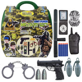 Military Playset Toy for Boys with Handcuff, Mini Bullet Gun Toy for Kids Role Play Game Weapon Set for Kids Boys – Multicolor_19 Pcs