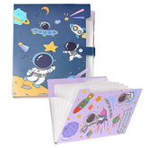 Space Theme File Folder with Button Lock – Pack of 2 Pcs Space Theme Certificates Holder with 6 Pockets, Office Documents File, Expandable Folders for Documents (Pack of 2-Random Color)