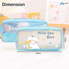 PVC Pencil Pouch with Zipper Closure (Blue)