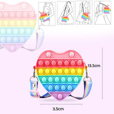 Pop It Sling Bag – Heart Shape Pop It Cross Body Bag for Kids, Pop It Purse for Girls, Birthday Gift for Girls