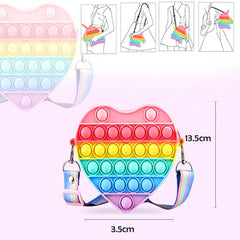 Pop It Sling Bag – Heart Shape Pop It Cross Body Bag for Kids, Pop It Purse for Girls, Birthday Gift for Girls