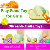 Realistic Fruit Cutting Toy for Kids Toy with Chopping Board & Knife - Girls Pretend Play Food Toy for Kids – (Random Color; 12 Pcs)
