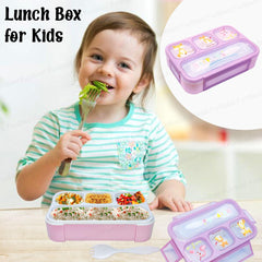 Lunch Box for Kids – Lunch Box for School Kids, Airtight Leak-Proof Tiffin Box, Plastic Microwave Safe Tiffin Box with 4 Small Compartment (Pink)