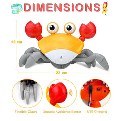 Crawling Crab Toy for Kids - Dancing Crawling Baby Toys, Electronic Walking Moving Toys for Babies Infant Toddlers Fun Play Interactive Early Learning Educational Toys (Random Color)