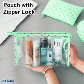 3 Pcs Cosmetic Makeup Pouch with Zipper Lock for Women (Green)