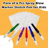 Magical Coloring Spray Blow Pens for Kids (Pack of 6)