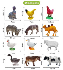 My Farm Animal Figure Toy - 12 Pcs Realistic Animals Toy for Kids with Fence Trees and Eggs