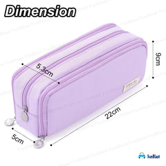 Multi-Compartment Canvas Stationery Organizer Pouch for Kids (Purple)