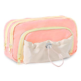 Kawaii Pencil Pouch With Drawstring Pocket (Pink)