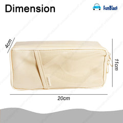 Multipurpose Zipper Pencil Pouch for Kids & Adults (Beige)