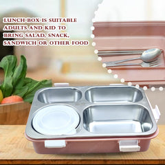 Lunch Box - Stainless Steel Lunch Box for Kids, Tiffin Box, Lunch Box with Spoon and Fork, Bento Lunch Box, Lunch Box for Kids, Insulated Lunch Box, Lunch Box for Office Women & Men (Not Leak-Proof - for Dry Foods Only)