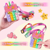 Unicorn Pop it Sling Bag - Crossbody Bag for Kids, Pop it Purse for Girls, Stress Relief Toys Pop It Bag for Girls