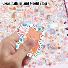 Kawaii Stickers Set – 16 Sheet (100+ Pcs) DIY 3D Stickers for Girls, Aesthetic Sticker, Stickers for Journaling, Scrapbooking, Cute Stickers Set (BoboBear-4X4=16Sheet)