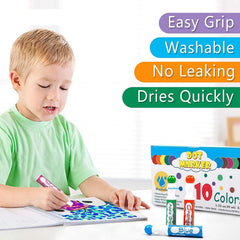 Washable Dot Markers for Kids – Dot Markers for Artist, Beginners, Professional, Washable Marker Pens for Kids Colouring, Colorful Markers for Drawing, Colouring, Sketching (Pack of 10)