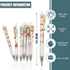 Bunny Pen Set, Gel Pens for School & Office, Aesthetic Pens, Birthday Return Gift, Pen for School & Office, Stationery Items for Kids - Black Ink Gel Pens (Pack of 6)