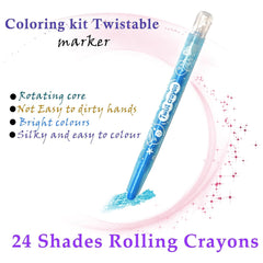 Twist Crayons For Kids - 24 Pcs Crayon Set For Kids, Coloring Kit For Kids, Crayon For Drawing And Painting For Kids, Art And Craft Kit (24 Pcs)