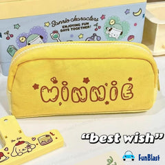 Cartoon Design Multipurpose Zipper Pouch for Kids (Yellow)