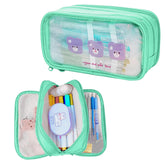 Portable Pencil Pouch with Zipper Closure for Kids (Green)