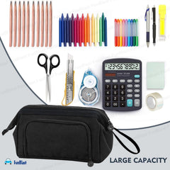 Multipurpose Zipper Pencil Pouch for Kids (Black)