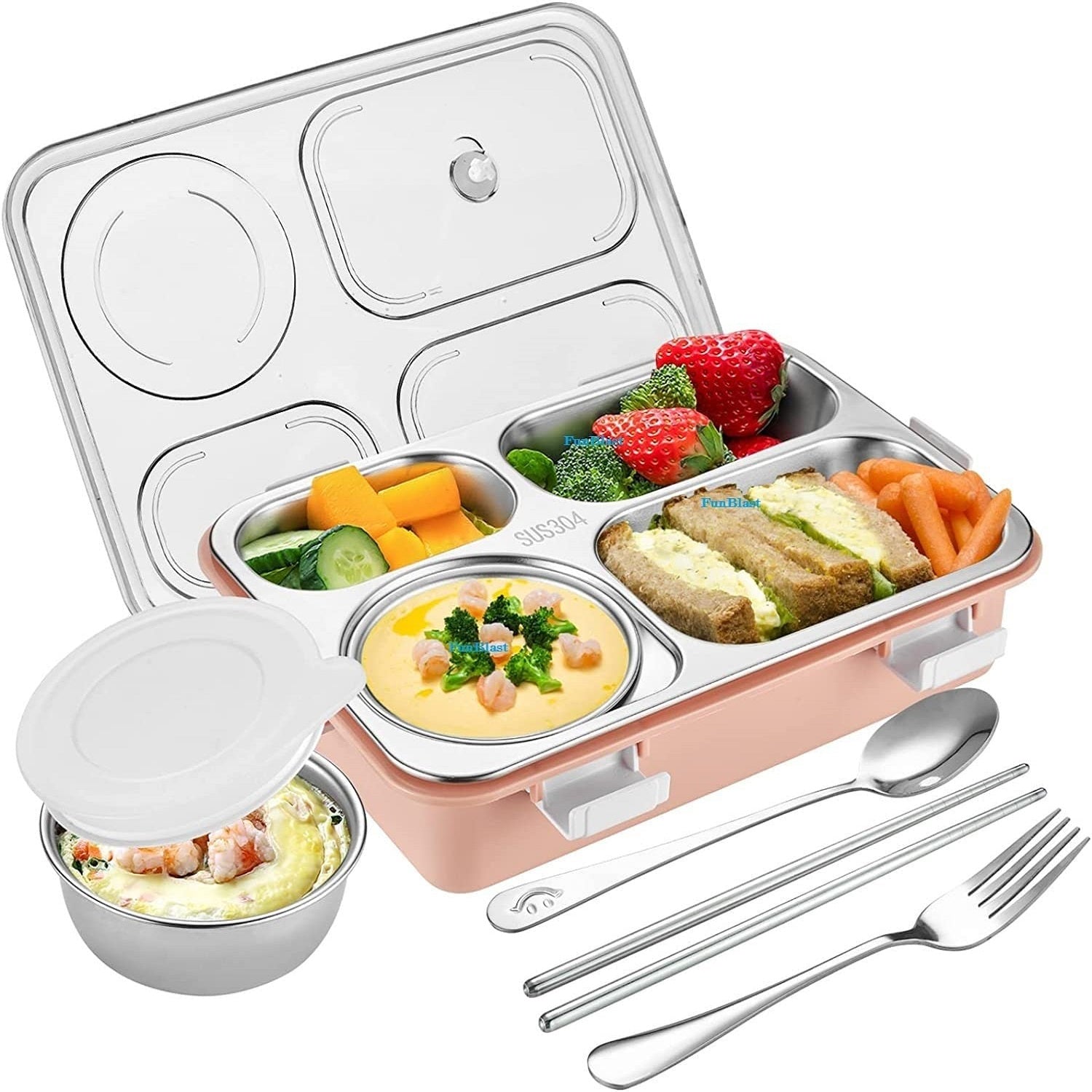 1pc Stainless Steel Thermal Insulated Lunch Box With Dividers For Kids And  Adults
