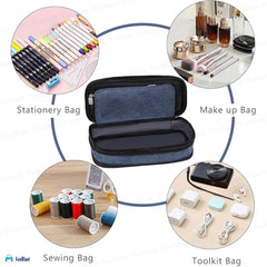 Multiple Compartment Double Zipper Portable Pouch for Kids (Blue)