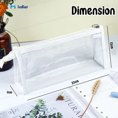 Transparent Portable Makeup Pouch with Zipper Closure for Girls (White)