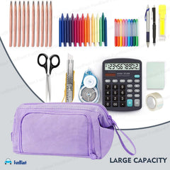 Multipurpose Zipper Pencil Pouch for Kids (Purple)