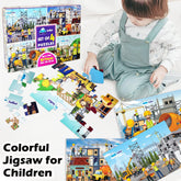Jigsaw Puzzles for Kids, Building Construction Jigsaw Puzzles for Kids, Learning & Educational Jigsaw Puzzle, Set of 4-96 Pcs Puzzle
