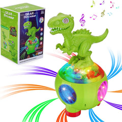Dinosaur Gear Toy for Kids – 360 ° Rotating Musical Toys for Kids, Battery Operated Toys for Kids, Toys for Kids, Bump & Go Toys, Transparent Gear Toys, Gifts for Kids
