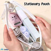 Transparent Portable Makeup Pouch with Zipper Closure for Girls (White)