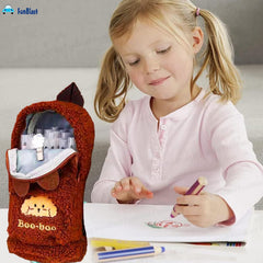 Soft Plush Zipper Pouch for Girls (DarkBrown)