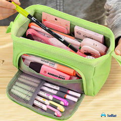 Multipurpose Zipper Pencil Pouch for Kids (Sea Green)