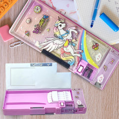 Magnetic Pencil Case with Sharpener – Unicorn Themed Luxury Pencil Box for Kids – Stationary Organizer Pencil Box for Girls, Kids, Boys