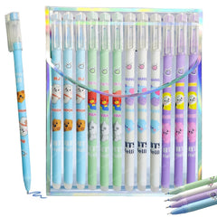 Erasable Gel Pens - Pack of 12 Pcs Erasable Pens 0.5mm, Erasable Pens with Magic Eraser, Smooth Writing Gel Pen, Stationery for School & Office, Birthday Return Gift - Blue Ink