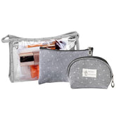 3 Pcs Cosmetic Makeup Pouch with Zipper Lock for Women (Grey)
