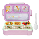 Lunch Box for Kids – Lunch Box for School Kids, Airtight Leak-Proof Tiffin Box, Plastic Microwave Safe Tiffin Box with 4 Small Compartment (Pink)