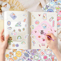 Kawaii Stickers Set – 16 Sheet (100+ Pcs) DIY 3D Stickers for Girls, Aesthetic Sticker, Stickers for Journaling, Scrapbooking, Cute Stickers Set (Honey Cream Rabbit 4x4=16 Sheets)