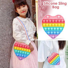 Pop It Sling Bag – Heart Shape Pop It Cross Body Bag for Kids, Pop It Purse for Girls, Birthday Gift for Girls