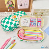 Large Capacity Aesthetic Stationery Organizer for Kids & Adults (Green)