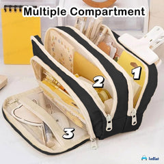 Multiple Compartment Portable Stationary Organizer Bag for Kids (Black)