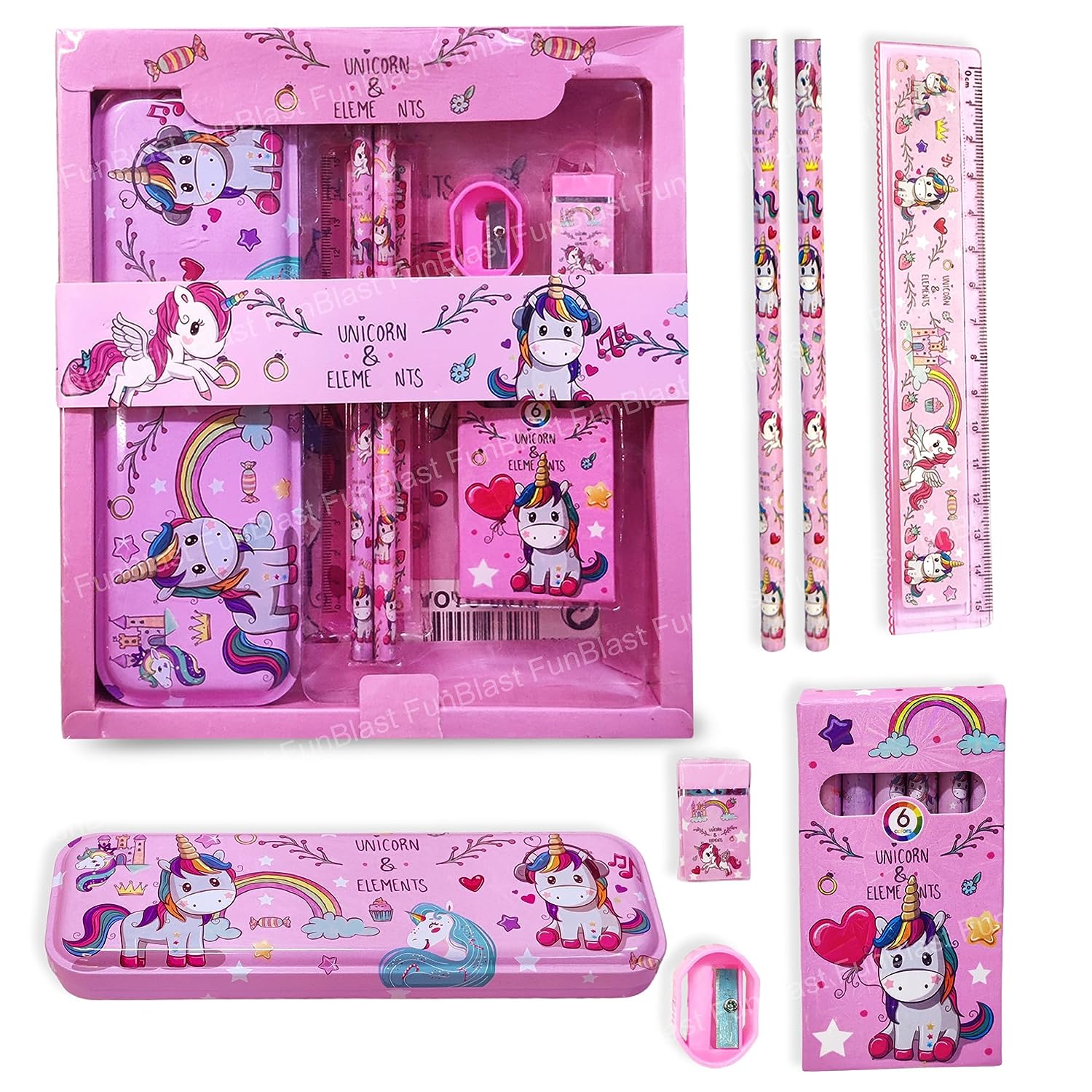 Unicorn Stationary Kit for Girls Pencil Pen Book Eraser Sharpener - St