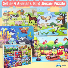 Kids Puzzles for Kids, Animal and Birds Jigsaw Puzzle for Kids of Age 3-5 Years, Set of 4-96 Pcs Puzzle (Size 30X22 CM)