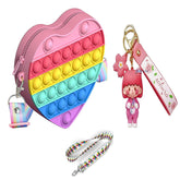 Pop It Sling Bag – Heart Shape Pop It Cross Body Bag for Kids, Pop It Purse for Girls, Birthday Gift for Girls